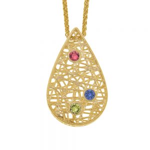 Threads Of Life Drop 3 Birthstones Necklace gold