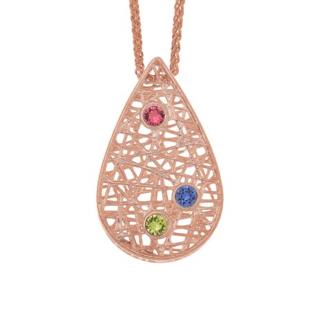 Birthstone Drop Necklace in 18K Rose Gold Plating