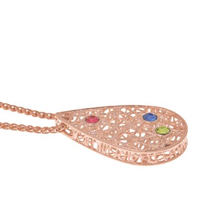Birthstone Drop Necklace-1 in 18K Rose Gold Plating