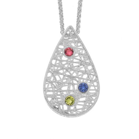 Birthstone Drop Necklace in 925 Sterling Silver