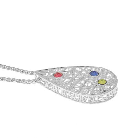 Birthstone Drop Necklace-1 in 925 Sterling Silver