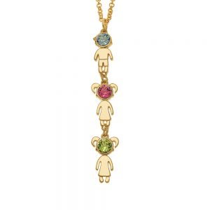 Vertical Birthstone Kids Charms Necklace gold