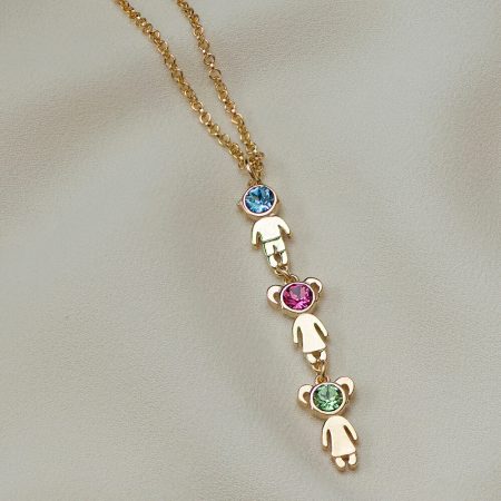 Vertical Birthstone Kids Charms Necklace-3