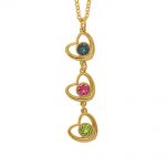 Vertical Hearts Necklace with Birthstones