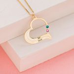 Family Heart Necklace with Birthstones-1
