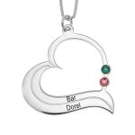 Family Heart Necklace with Birthstones