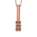 Tube Bar Necklace with Engraved Name Beads