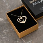 Engraved Couple Heart Necklace with Birthstones-4