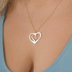 Engraved Couple Heart Necklace with Birthstones-2