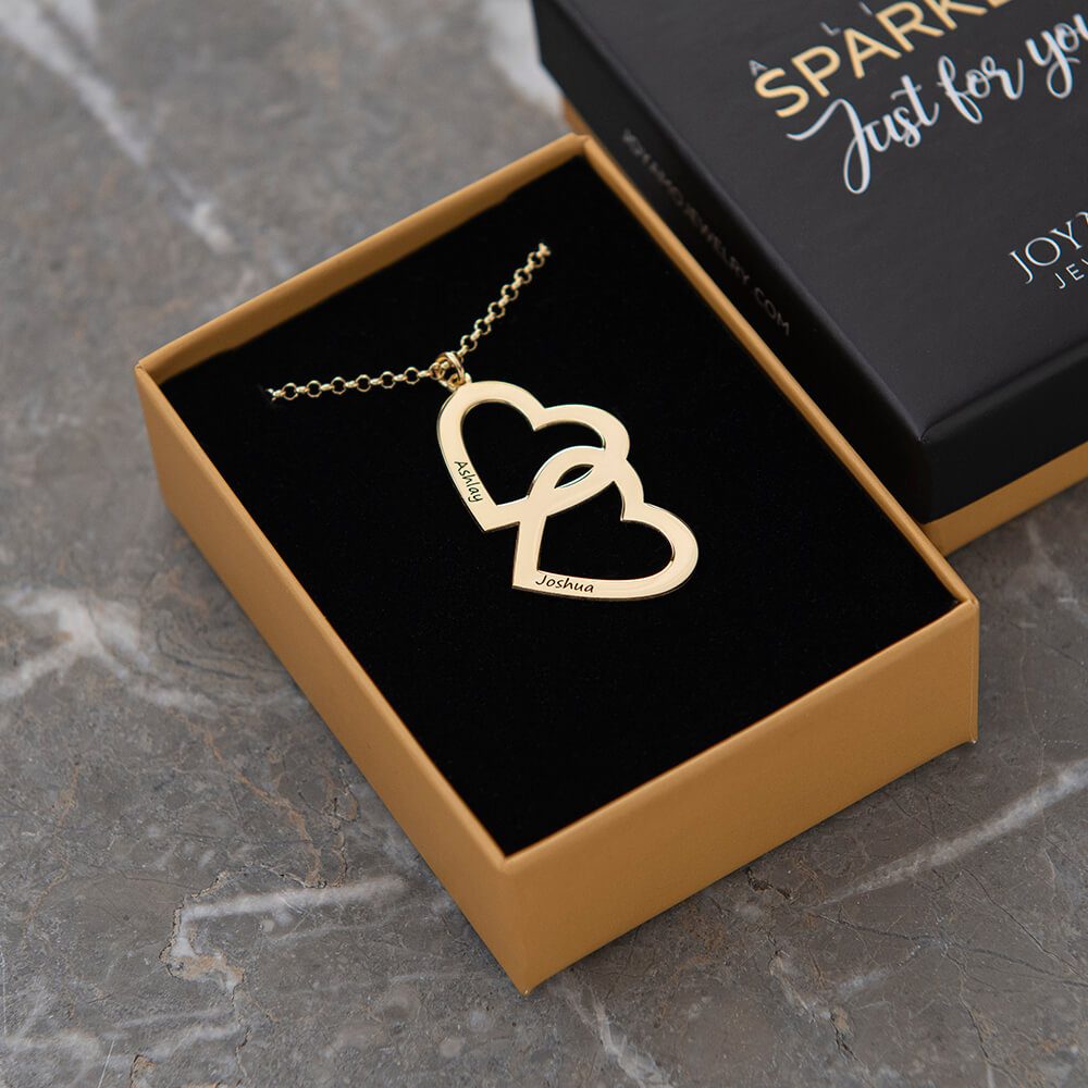 Engraved Heart in Heart Necklace-3