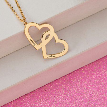 Engraved Heart in Heart Necklace-2