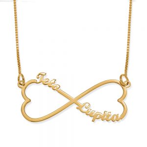 Personalised Infinity Heart Two Names Necklace gold