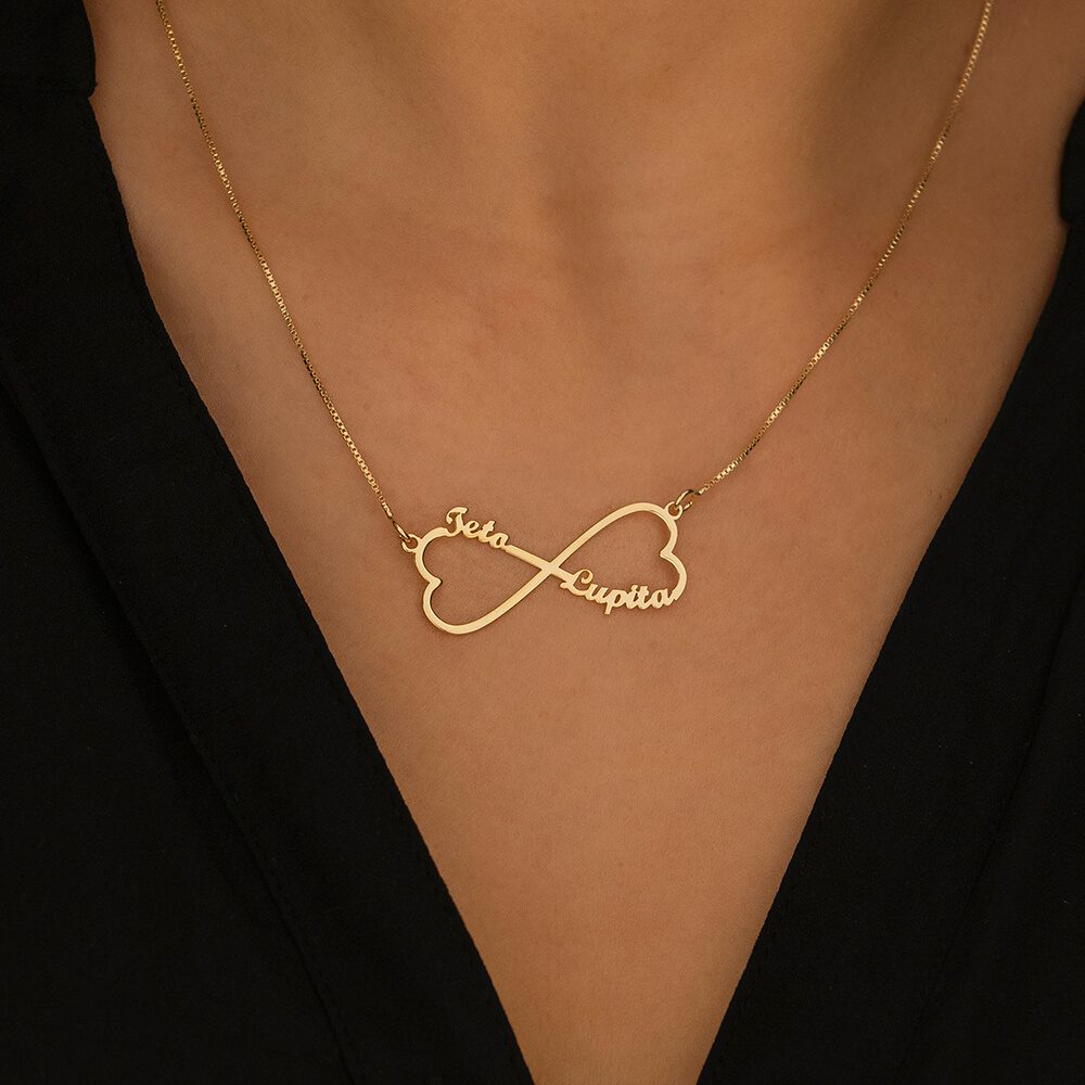 Double Heart Infinity Necklace-1