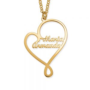Written With Love Heart Names Necklace gold