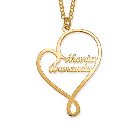 Written With Love Heart Names Necklace in 18K Gold Plating