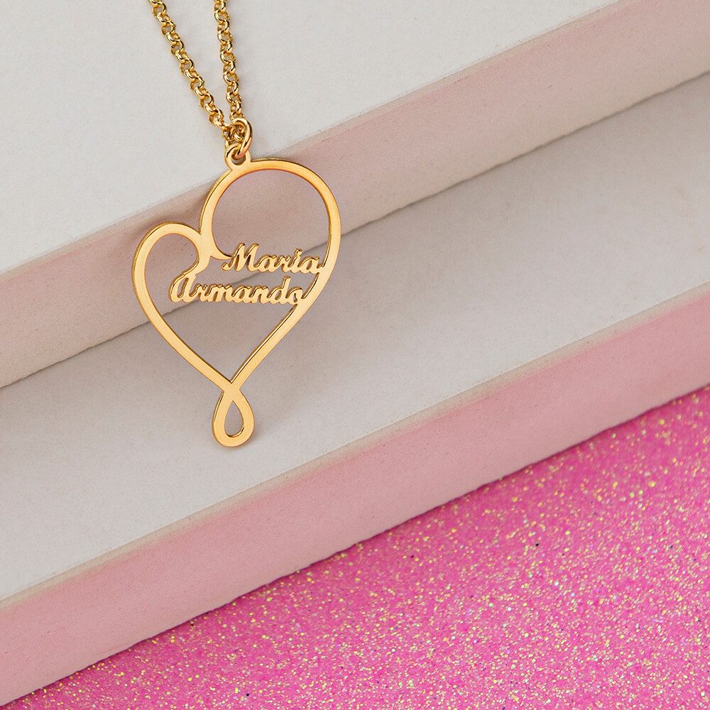 Written With Love Heart Names Necklace-2