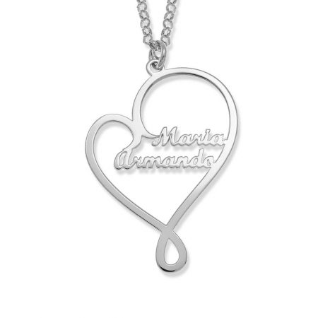 Written With Love Heart Names Necklace in 925 Sterling Silver