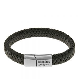 Black Classic Men's Leather Bracelet - Stainless Steel
