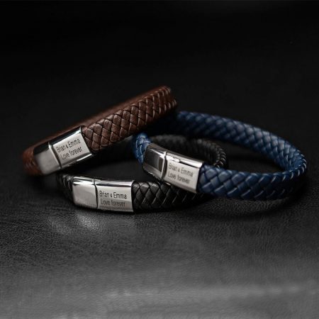 Classic Men's Leather Bracelet - Stainless Steel-4