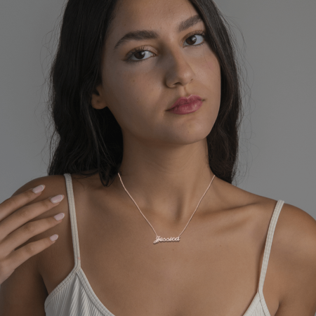 Jessica Name Necklace-1 in 18K Rose Gold Plating