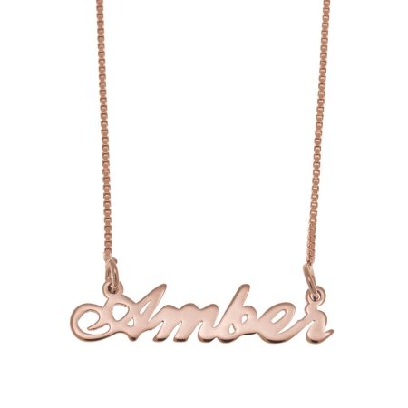 Amber Name Necklace in 18K Rose Gold Plating