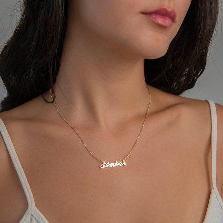 Amber Name Necklace-2 in 18K Gold Plating