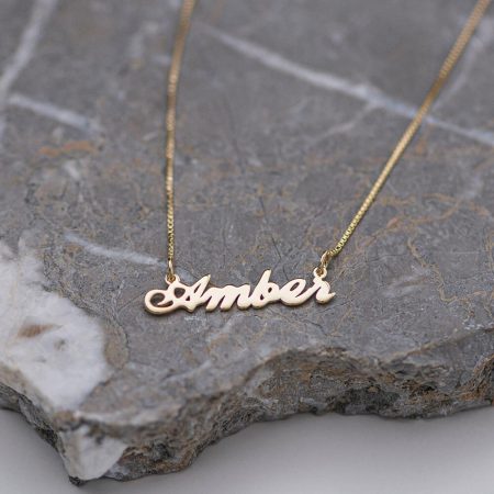 Amber Name Necklace-3 in 18K Gold Plating