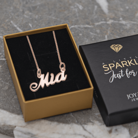 Mia Name Necklace-2 in 18K Rose Gold Plating