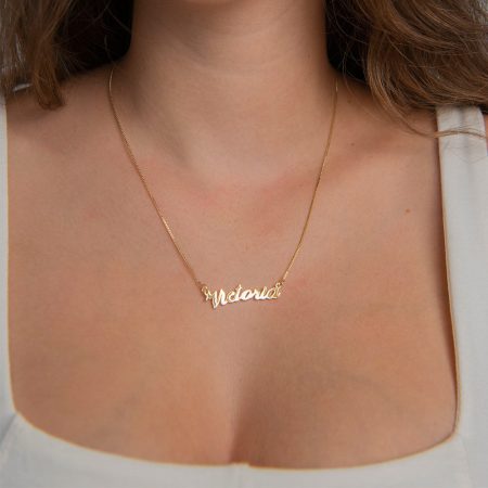 Victoria Name Necklace-2 in 18K Gold Plating