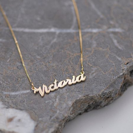 Victoria Name Necklace-3 in 18K Gold Plating