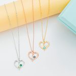 Couples Heart Necklace with 2 Names & Birthstones-3