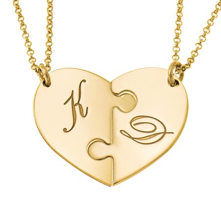 Initial 2 Puzzle Piece Necklace in 18K Gold Plating