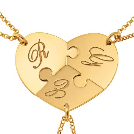 Initial 3 Puzzle Piece Necklace in 18K Gold Plating