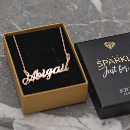 Abigail Name Necklace-2 in 18K Rose Gold Plating