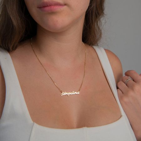 Angelina Name Necklace-2 in 18K Gold Plating
