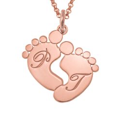 Baby Feet Necklace with Initials