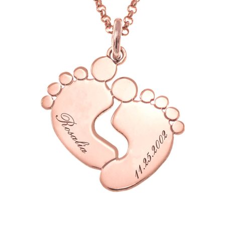 Baby Feet Name Necklace in 18K Rose Gold Plating