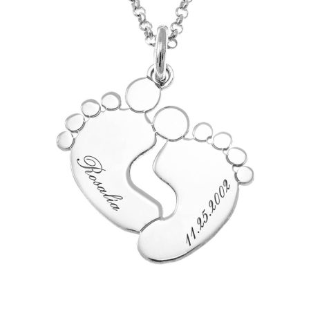 Baby Feet Name Necklace in 925 Sterling Silver