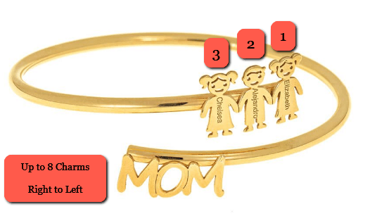 Bangle Bracelet For Mom With Children Charms Product Map