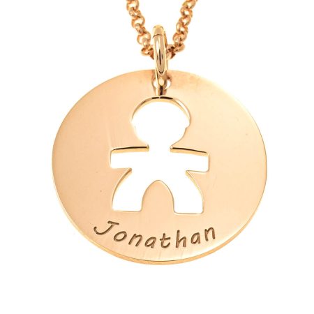 Baby Boy Disc Necklace for Mom in 18K Gold Plating