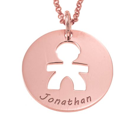 Baby Boy Disc Necklace for Mom in 18K Rose Gold Plating