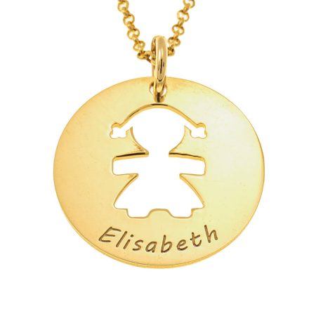 Baby Girl Disc Necklace for Mom in 18K Gold Plating