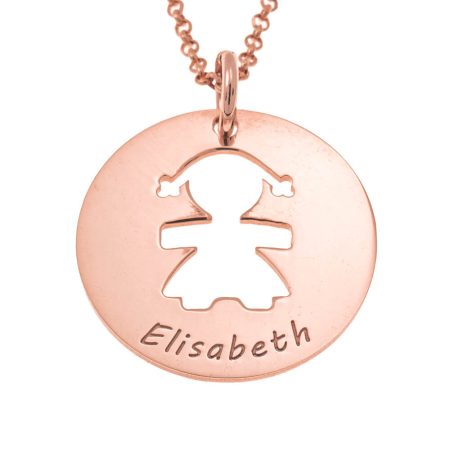 Baby Girl Disc Necklace for Mom in 18K Rose Gold Plating
