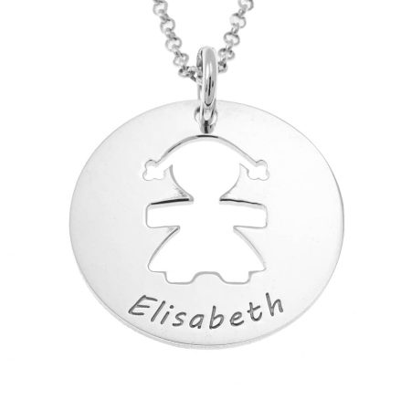 Baby Girl Disc Necklace for Mom in 925 Sterling Silver