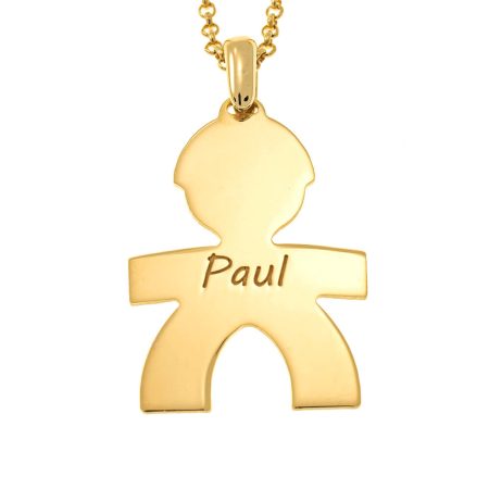 Baby Boy Charm Necklace with Name in 18K Gold Plating
