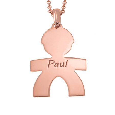 Baby Boy Charm Necklace with Name in 18K Rose Gold Plating