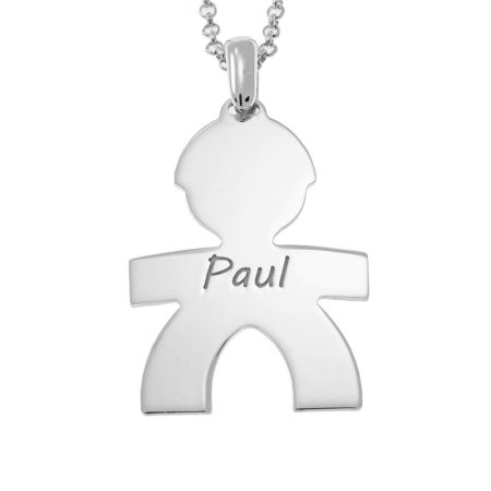 Baby Boy Charm Necklace with Name in 925 Sterling Silver