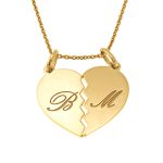 Broken Heart Necklace for Couples with Initials