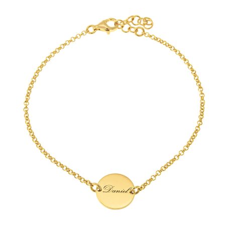 Name Bracelet with Dainty Disc Pendant in 18K Gold Plating