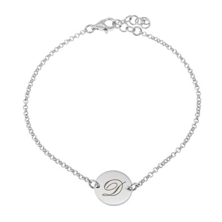 Initial Bracelet with Dainty Disc Pendant in 925 Sterling Silver